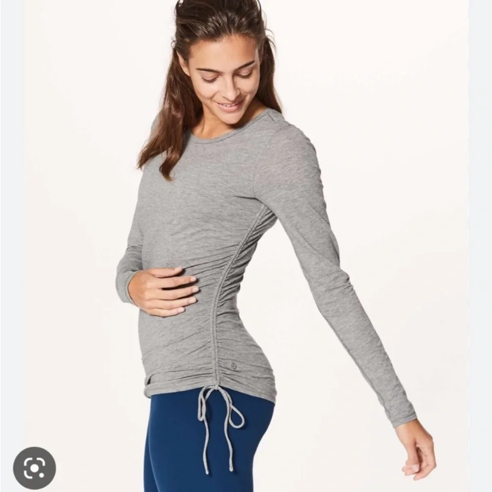Lululemon Cinch It Long Sleeve Heathered Gray Grey size 4